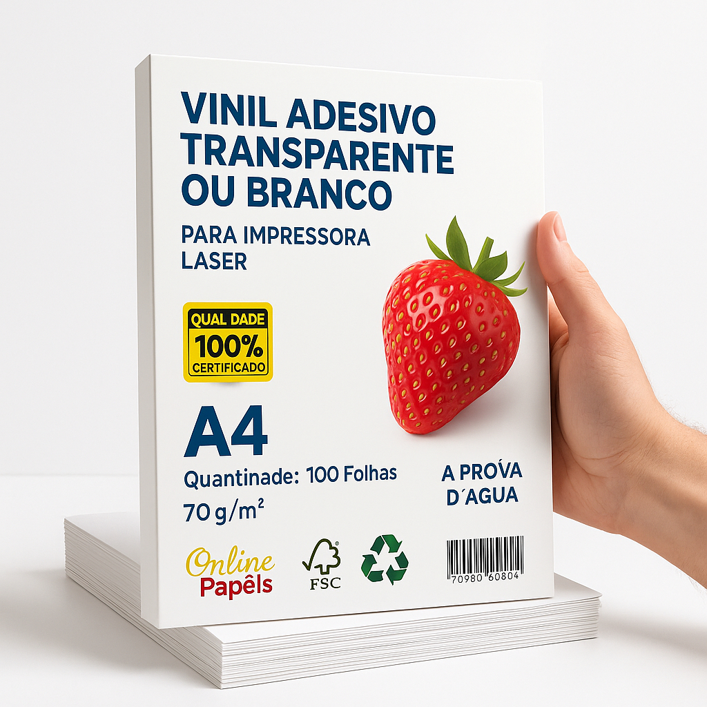 Vinil Adesivo A4 prova d’água Impressora laser 100 folhas
