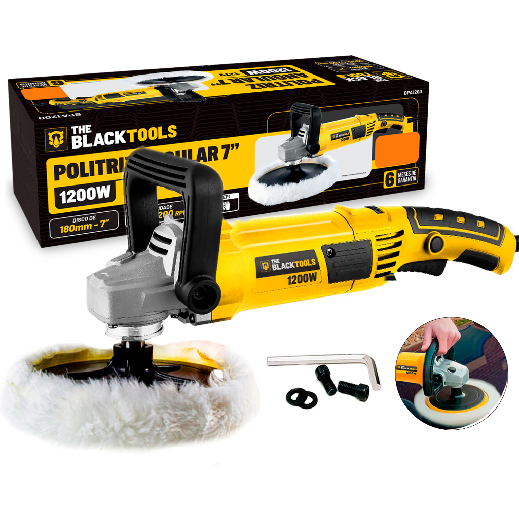 Politriz Angular Automotiva 7 Polegadas 1200w 1000-4200rpm Bpa1200 The Black Tools em Oferta na Shopee