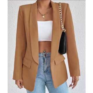 Max Blazer Feminina LongoTesido Alfaiataria Social Manga Longo em Oferta na Shopee