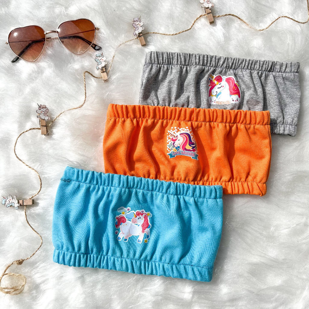 Kit 3 Top Infantil Juvenil Menina sem alça tomara que caia confortável Moda Verão Colorido Unicórnio