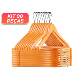 Kit Cabides De Madeira Premium Marfim Para Roupas Calça Gancho Cromado Oliver Home