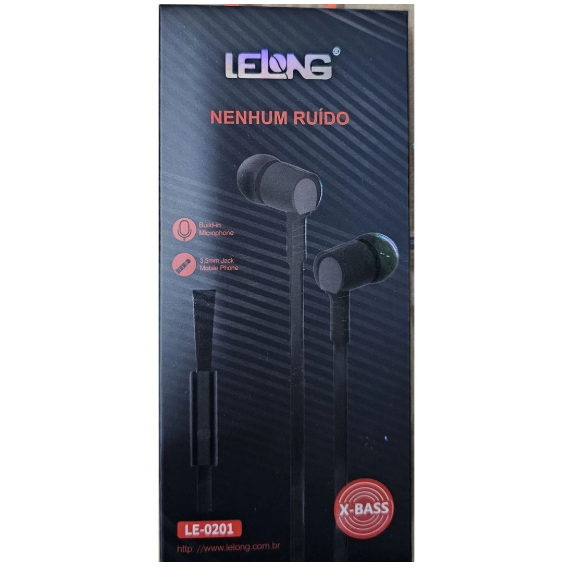 Fone de Ouvido Lelong X-BASS LE-0201 com Microfone