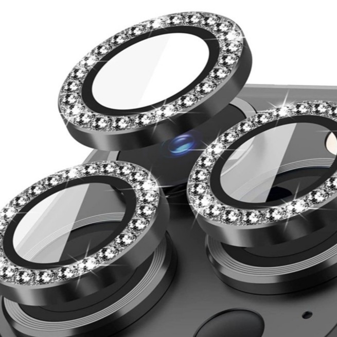 Kit Lente Película De Câmera  com  Strass e Lisa Para Iphone 11- 12- 13- 14- 15- 16✨ em Oferta na Shopee