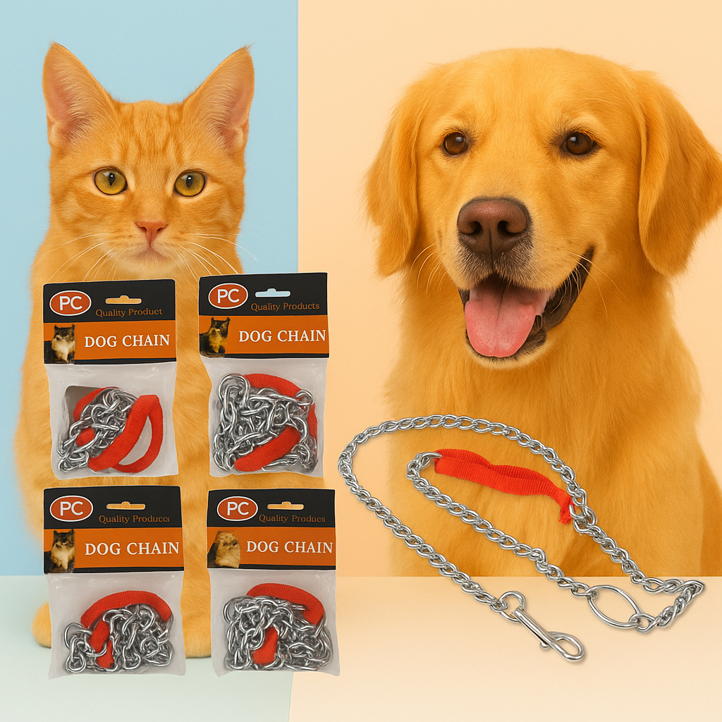 Coleira Guia Corrente de Aço Cachorro Gato com Alça Passeio em Oferta na Shopee