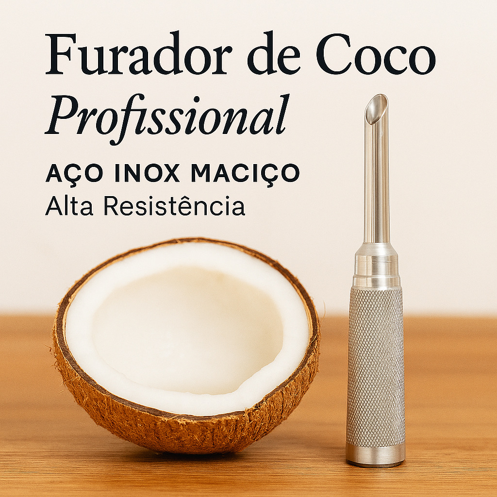 Furador de Coco Aço Inox Reforçado 20cm Alta Resistência Cabo Antiderrapante Abridor Manual em Oferta na Shopee