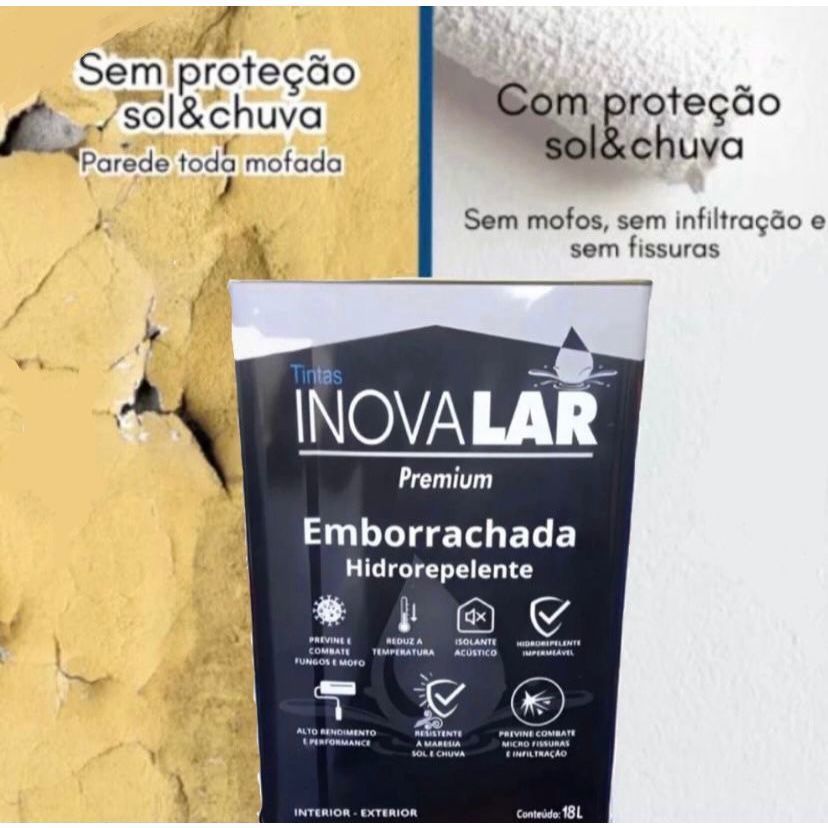 TINTA EMBORRACHADA 18L INOVALAR FLEXÍVEL LAVÁVEL RESISTENTE IMPERMEÁVEL