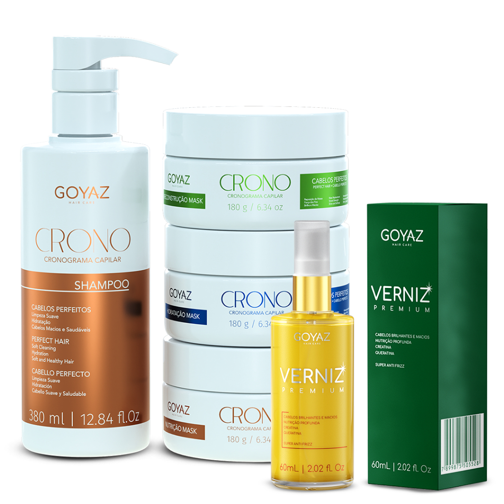 Cronograma Capilar Goyaz I Shampoo + 3 Máscaras + Óleo Reparador de Brinde  | Tratamento C...