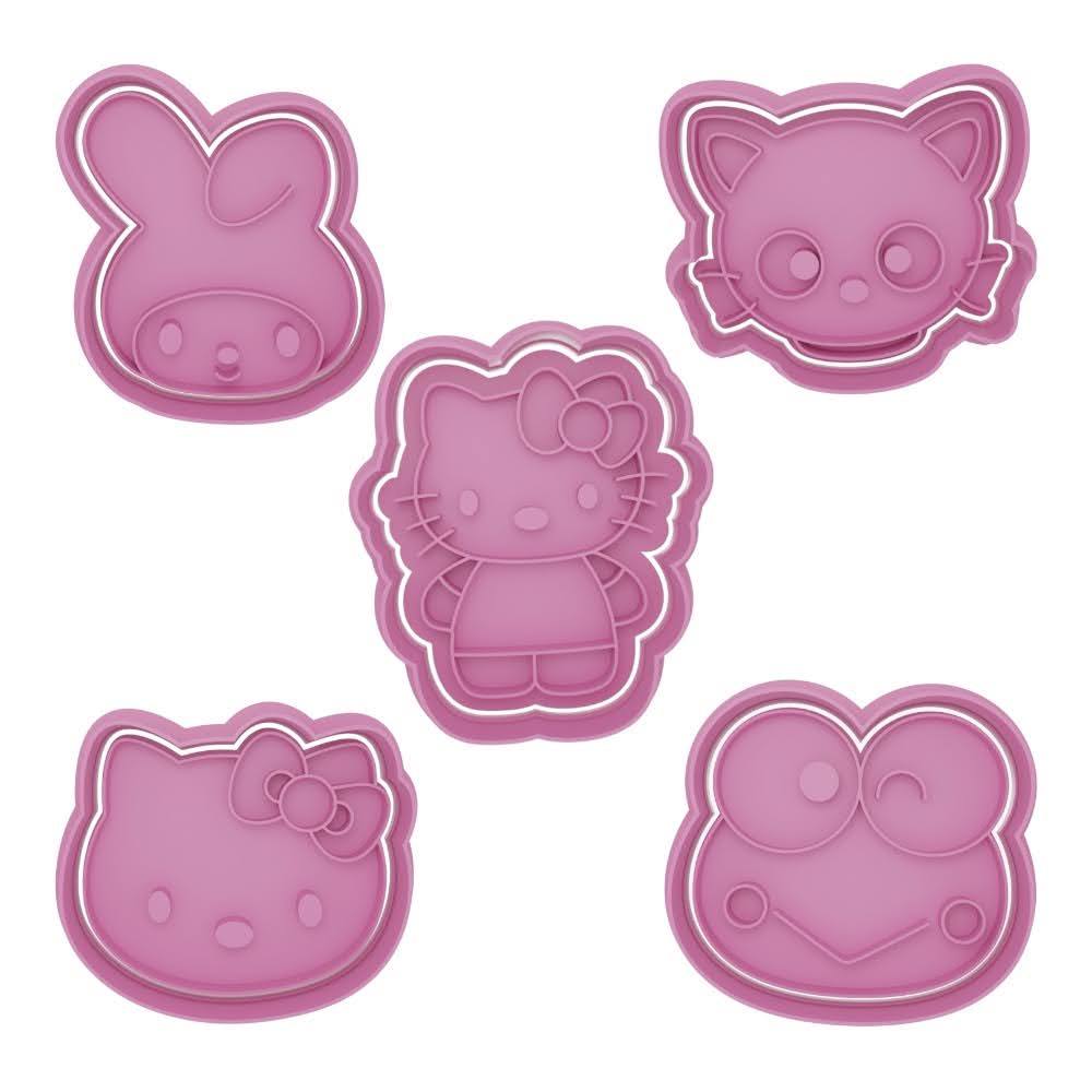 Kit 5 Cortador Marcador Hello Kitty Desenho Gatinha Pasta Cookie em Oferta na Shopee