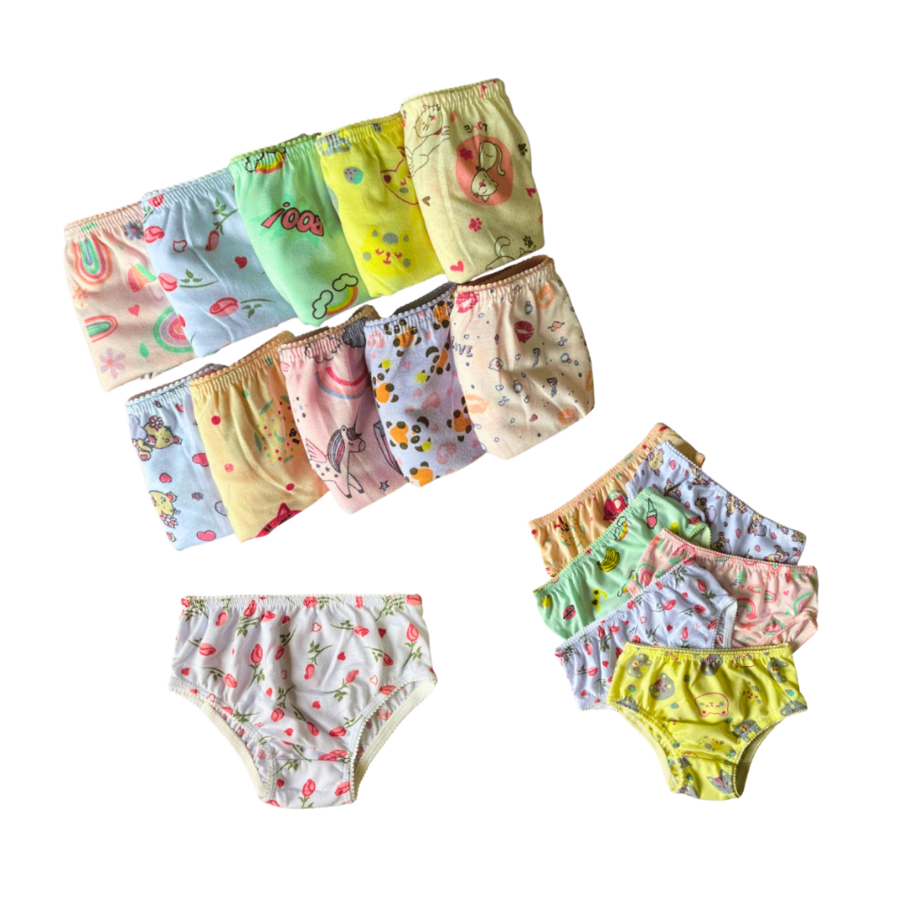 Kit 10 Calcinha infantil menina feminina forradas  Estampadas Conforto para o dia a dia