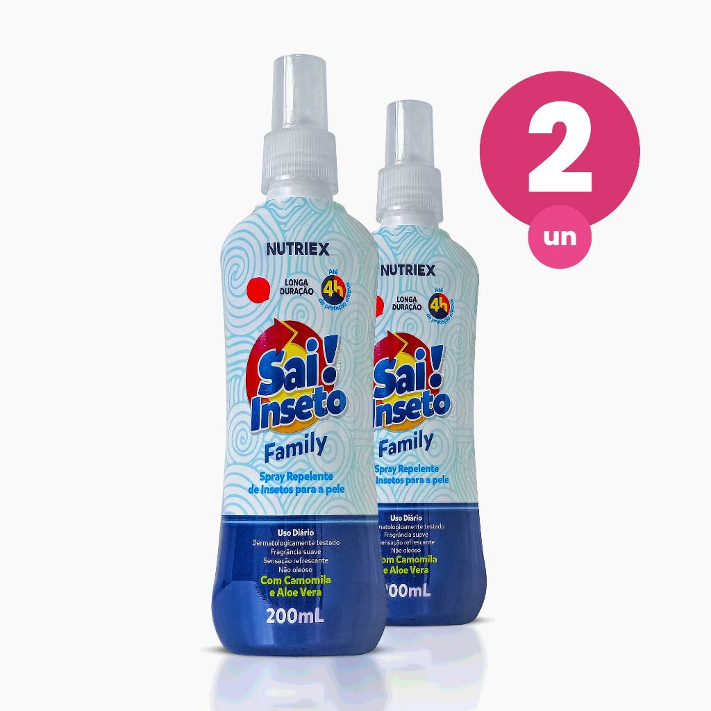 Kit 2 Repelente de Insetos Spray Sai Inseto Family 4 Horas 100ml Nutriex - Beauty