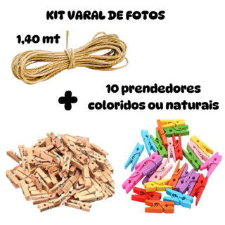 Varal de fotos com 1,40mt + 10 prendedores para polaroid Fotos e recados em Oferta na Shopee