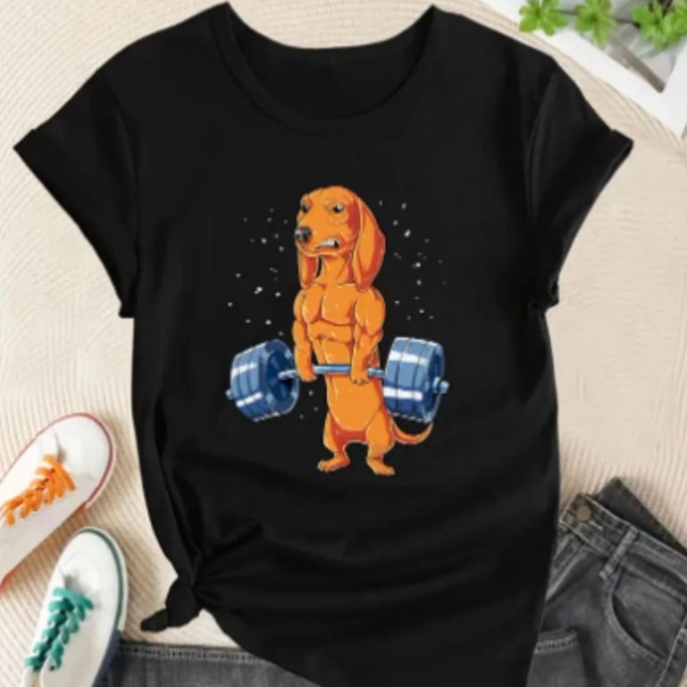 Camiseta Básica Dachshund Malhando Feminina Masculina Básica Algodão Camisa Unissex em Oferta na Shopee