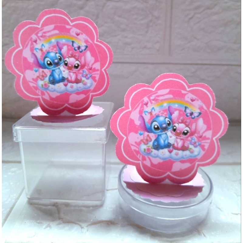 Kit Aplique Cenário 3D,Stitch e Angel 10,20,30 ou 40 und.Tag Personalizada Festa,Lembrancinha,Caixinha Acrílica