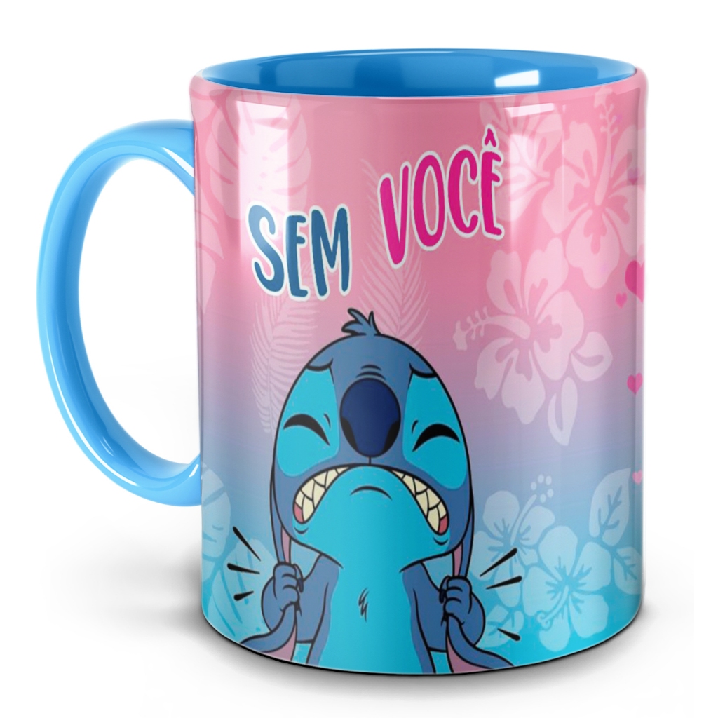 Caneca Stitch e Angel - Com Você / Sem Você - Amor e Fofura em Cada Gole