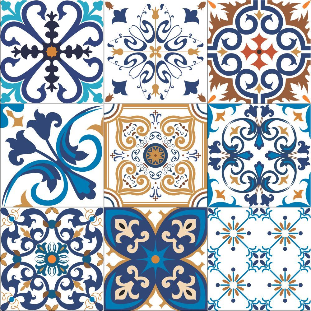 Azulejo Português Coimbra Decorativo Kit 9 Peças de 15x15cm. em Oferta na Shopee