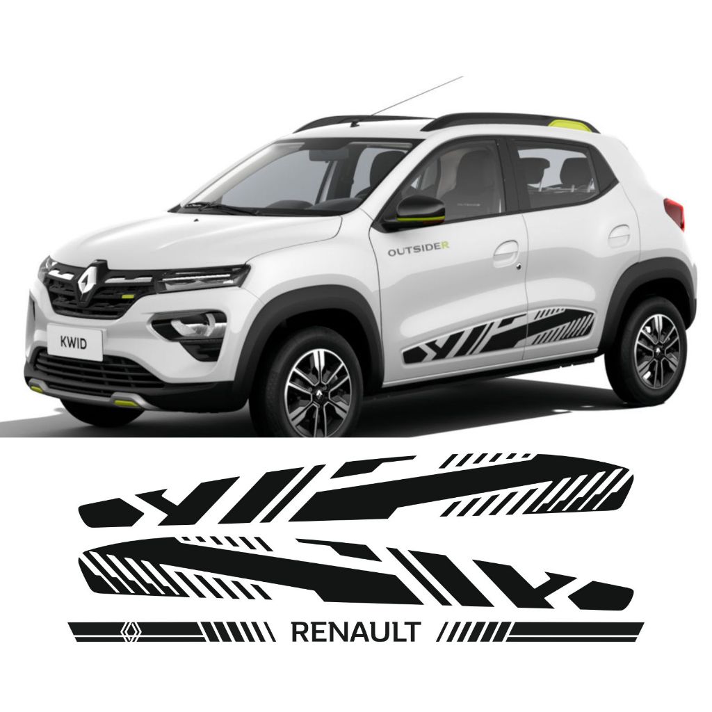 Kit 3 Adesivo Renault Kwid Outsider Sport Lateral Acessórios Faixa Tuning