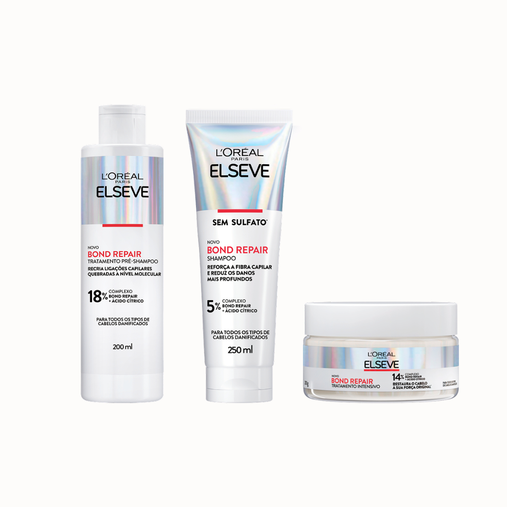 Kit Elseve Bond Repair Pré Shampoo + Shampoo + Creme Tratamento em Oferta na Shopee