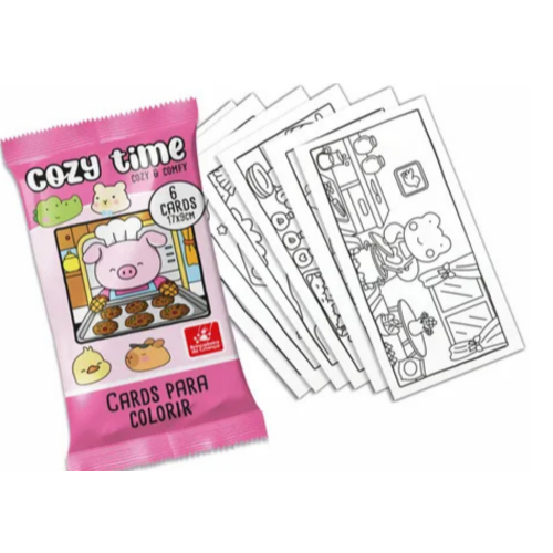 Kit com 2 pacote com 6 cards para colorir- Cozy Friends - cards ilustrativos variados