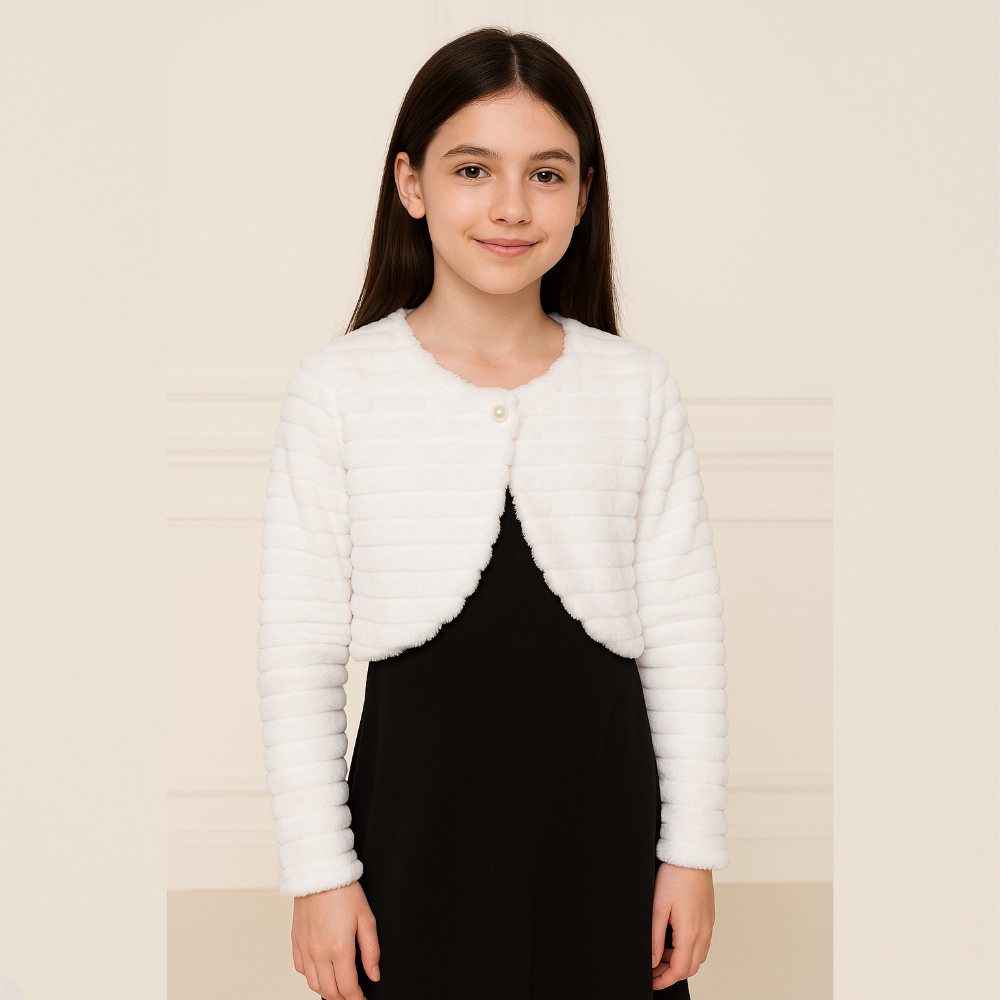 Bolero Infantil Casaquinho Branco Festa Batizado Luxo