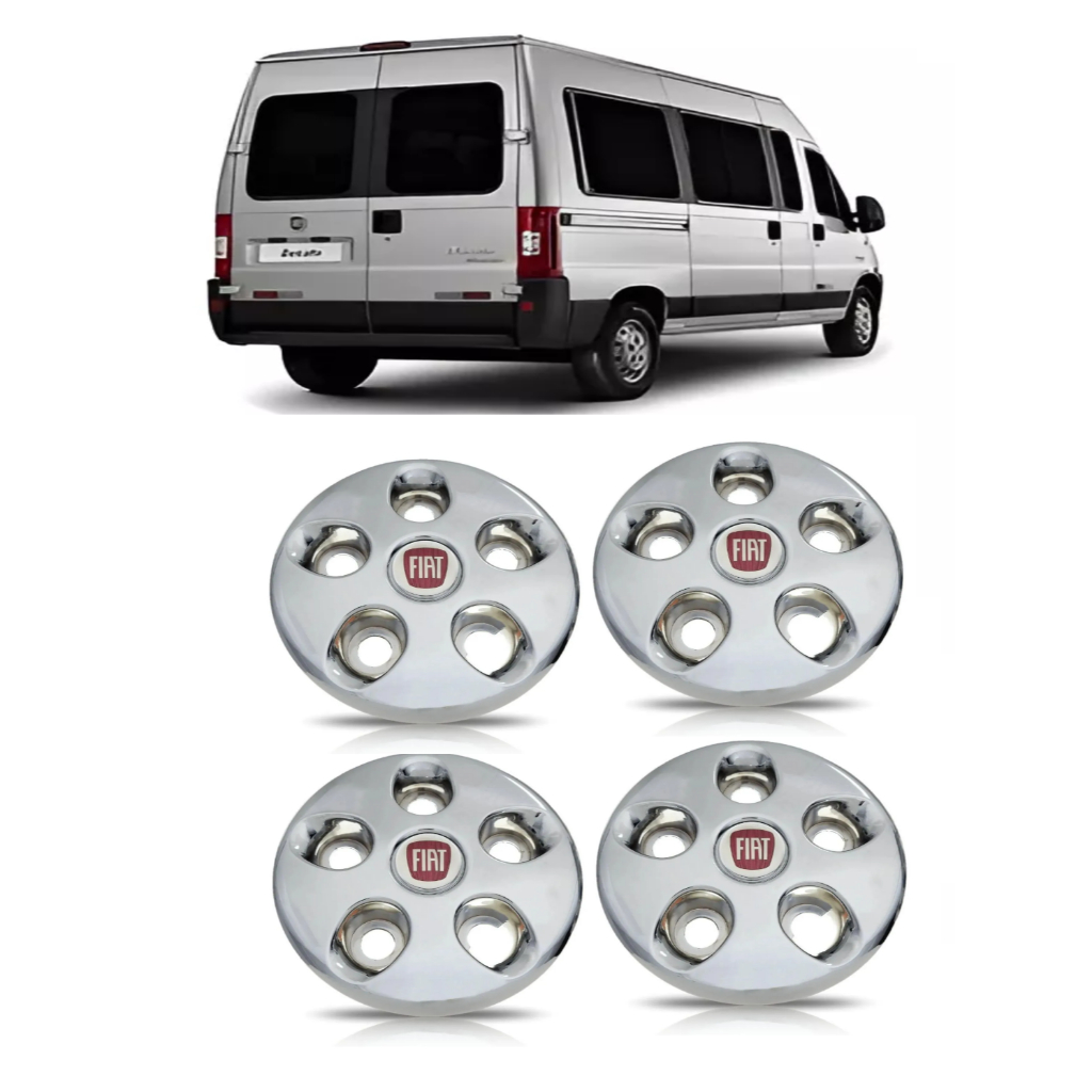 Kit Calota Ducato Centro Roda Aro 16 Cromada Com emblema (4)peças