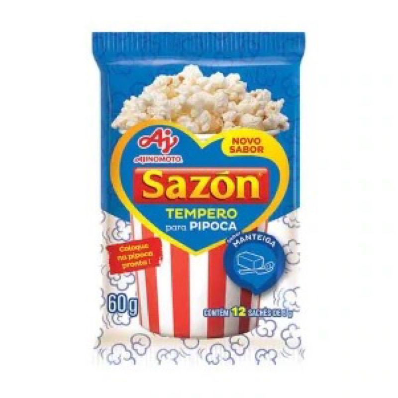Kit 5 Tempero Sazón para Pipoca Sabor Manteiga 60g