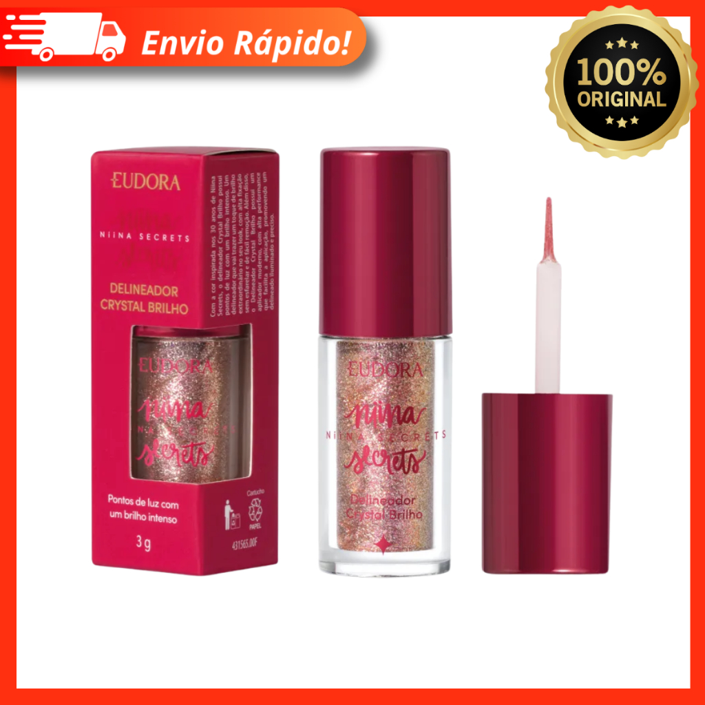 Delineador Crystal Brilho Niina Secrets 3g - Pontos De Luz Com Brilho Intenso - Eudora