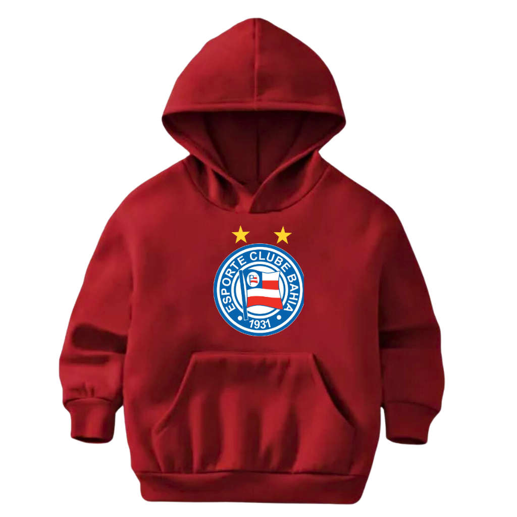 Moletom Infantil Flanelado Canguru Blusa Quentinha Casaco Bahia Estampado Desenho Frase Time