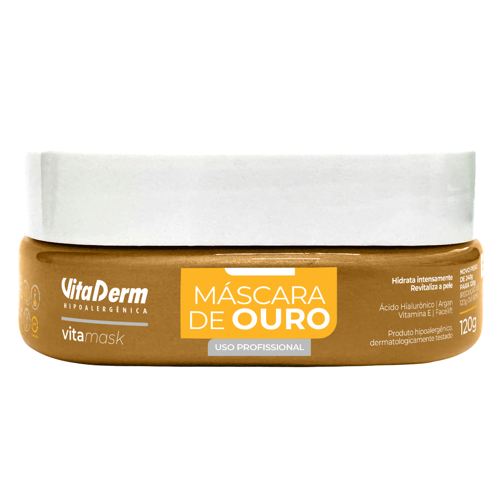 Máscara Facial de Ouro 120g Vita derm • Lifting • Revitalizante • Ácido Hialurônico + Vitamina E em Oferta na Shopee