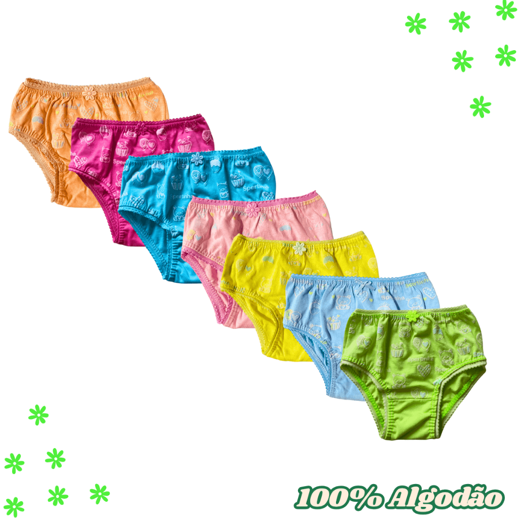 Kit Calcinha de Algodão Infantil Conforto Feminina com forro 100% algodão Básica Confortável em Oferta na Shopee