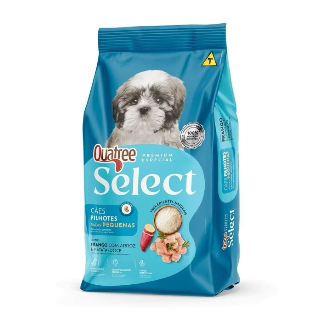Ração Quatree Select Frango e Arroz Cães Filhotes Raças Pequenas 3KG