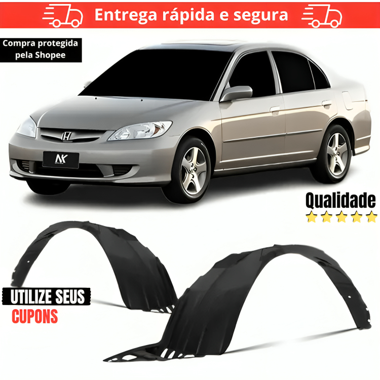 Par/Un Parabarro Dianteiro Civic 2004 á 2006 Mold. Original Casca Ovo Asa Urubu em Oferta na Shopee