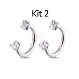 1ou kit 2 Piercing para Nariz/lábio/ Cartilagem helix brinco com 2 Zircônia em Oferta na Shopee