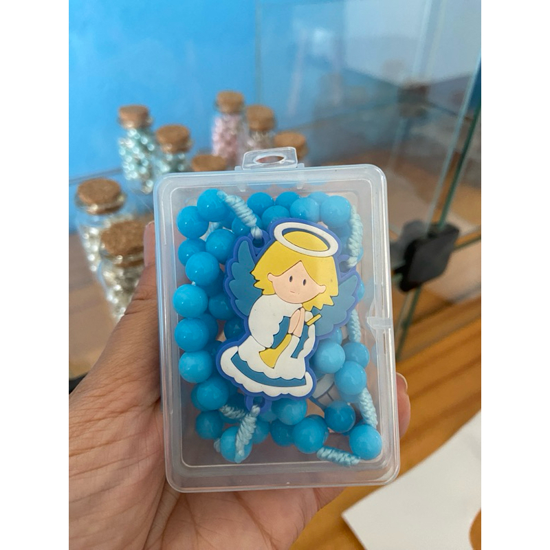 Terço Terços Personalizado Infantil Colorido Nossa Senhora Aparecida e Santo Anjo Emborrachado Criança Menino Menina