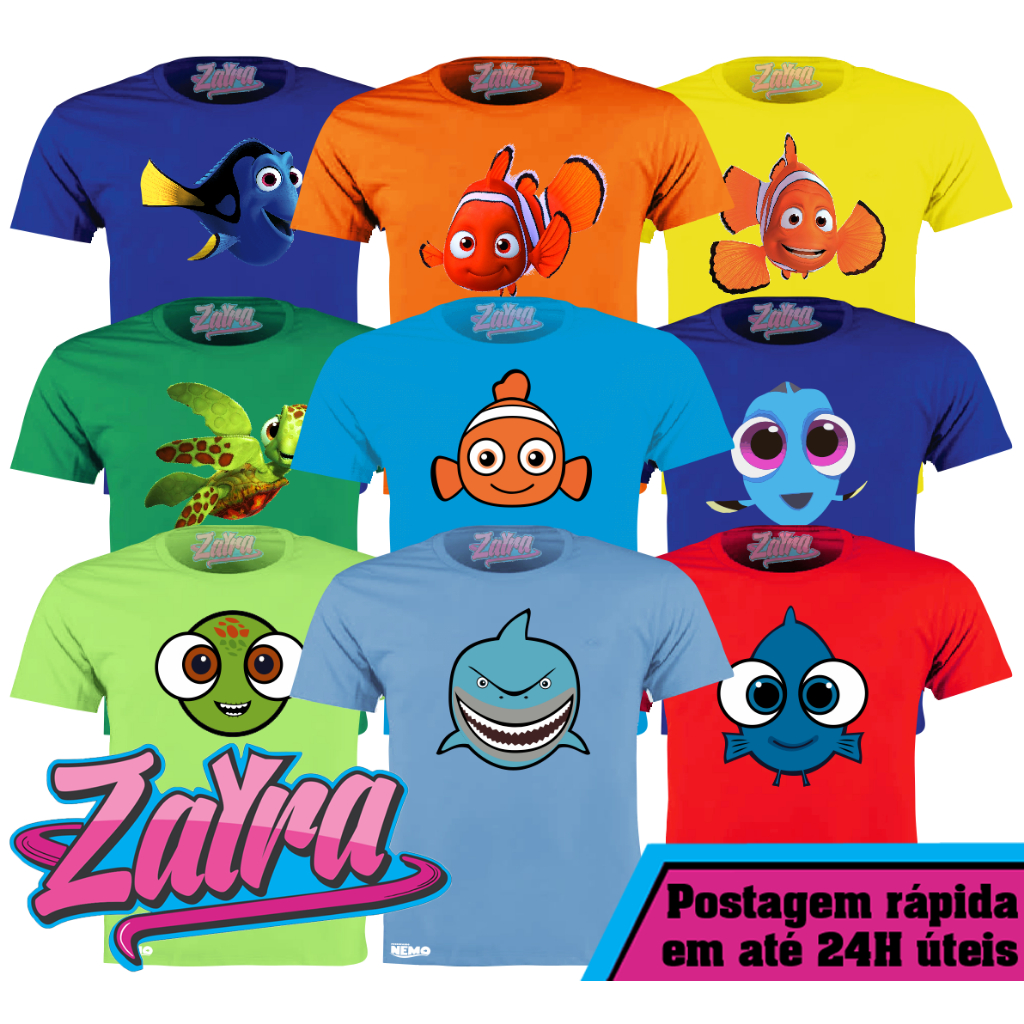 Camisetas Originais Zayra Store - Procurando Nemo (Do Infantil 2 ao Adulto G3) 100 % Algodão em Oferta na Shopee