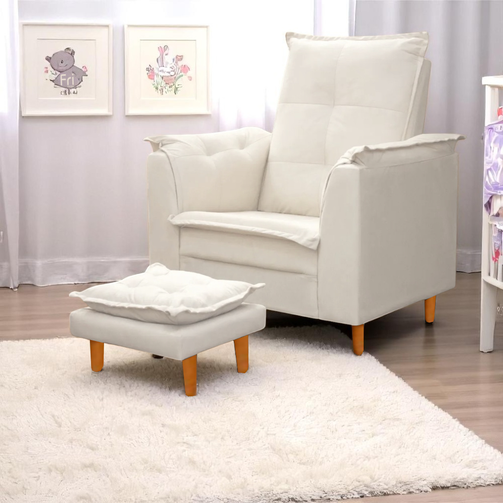 Poltrona Amamentação Conforto com Mini Puff