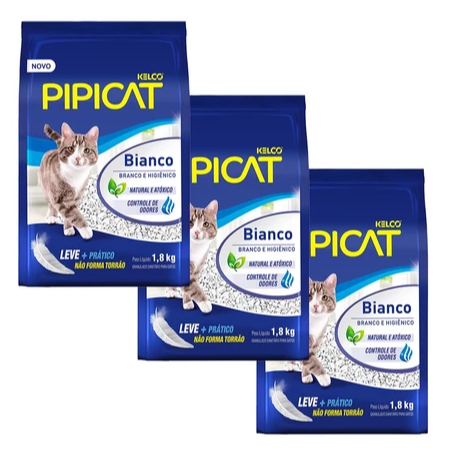Kit 3 Granulado Sanitário Pipicat Bianco - 1,8kg