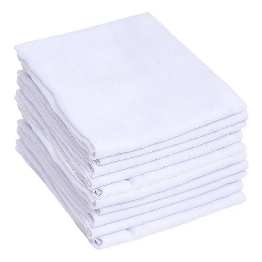 Fralda De Pano Bebê Kit 10 Caricia Baby Branca 60x60cm 100% Algodão Tecido Absorvente