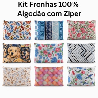 Kit Fronhas 100% Algodão com Ziper 70cm x 50cm Antialérgica Malha Penteada 30/1 em Oferta na Shopee