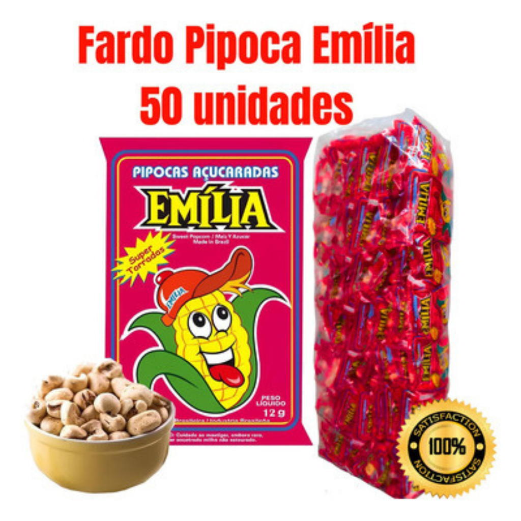 Pipoca Doce Emilia Saco Com 50 x 12 Gramas