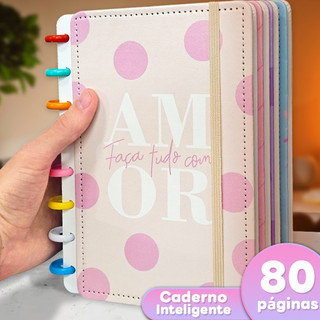 Caderno tipo Inteligente A5/B5/A4 Personalizado - Faça Tudo Com Amor - 80 Páginas, 8 Disc…