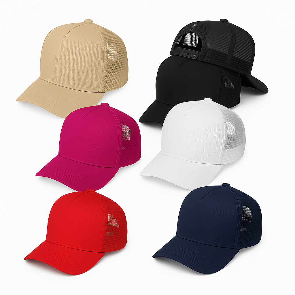 Boné Liso Aba Curva de Telinha em Tecido Supercap com Regulador - Boné Trucker