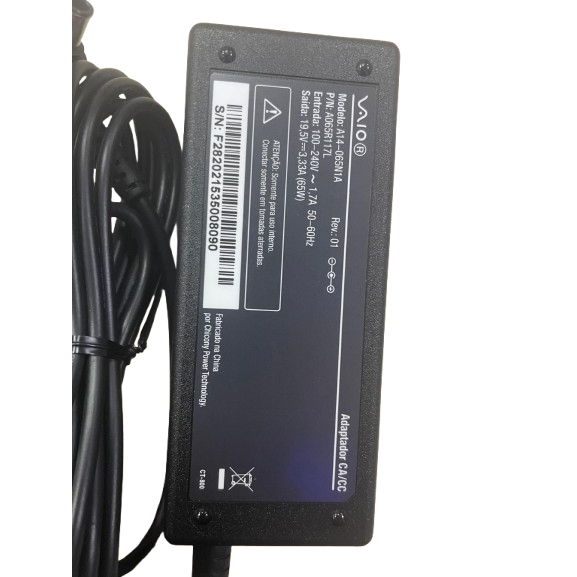 FONTE NOTE VAIO FIT 15F MODELO (A14-065N1A) 19,5V 3,33A