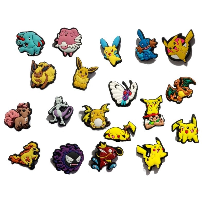 kit pins bottons acessorios para sapato pokémon geração 1 nintendo gamer mewtwo Ash Pikachu  anime nerd geek
