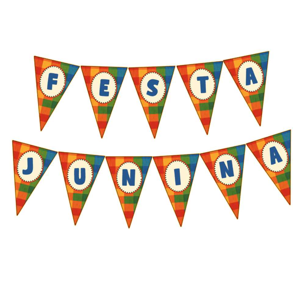 Envio imediato - kit Bandeirolas Festa Junina Coloridas - Decoração Festa São João -