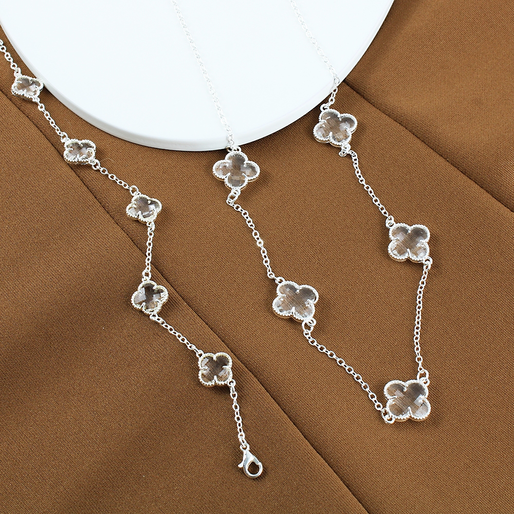 Kit Zanne Colar e Pulseira Virginia Trevo da Sorte Cristal Folheada a Prata 925 em Oferta na Shopee