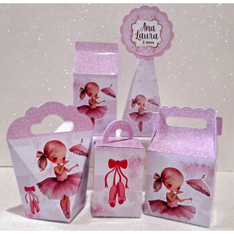 Kit caixinhas Personalizadas, lembrancinhas de festa aniversário MESVERSÁRIO PEGUE E MONTE - bailarina