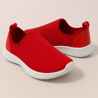Tênis Infantil Calce Facil Leve Confortável Liso Vermelho Masculino Menino Feminino Menina