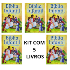KIT COM 5 Bíblia Infantil Com Ilustrações e Letras Grandes | Capa Dura Almofadada