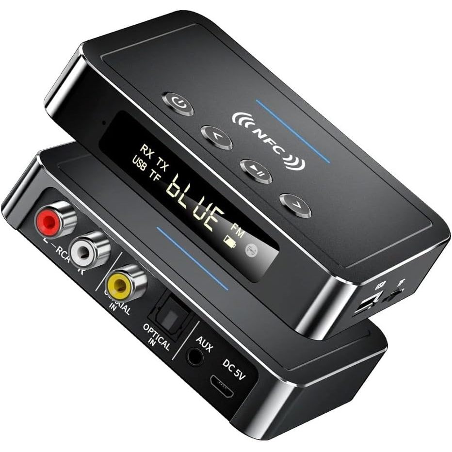 Bluetooth 5.0 Transmissor de receptor FM estéreo aux 3,5mm Jack RCA RCA Optical Wireless Audio Adapt