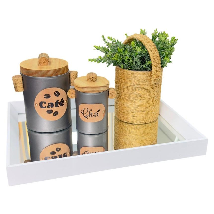 Bandeja Espelhada Madeira 38x30x4cm 3 cores disponiveis Sem Alça Decoração Luxo